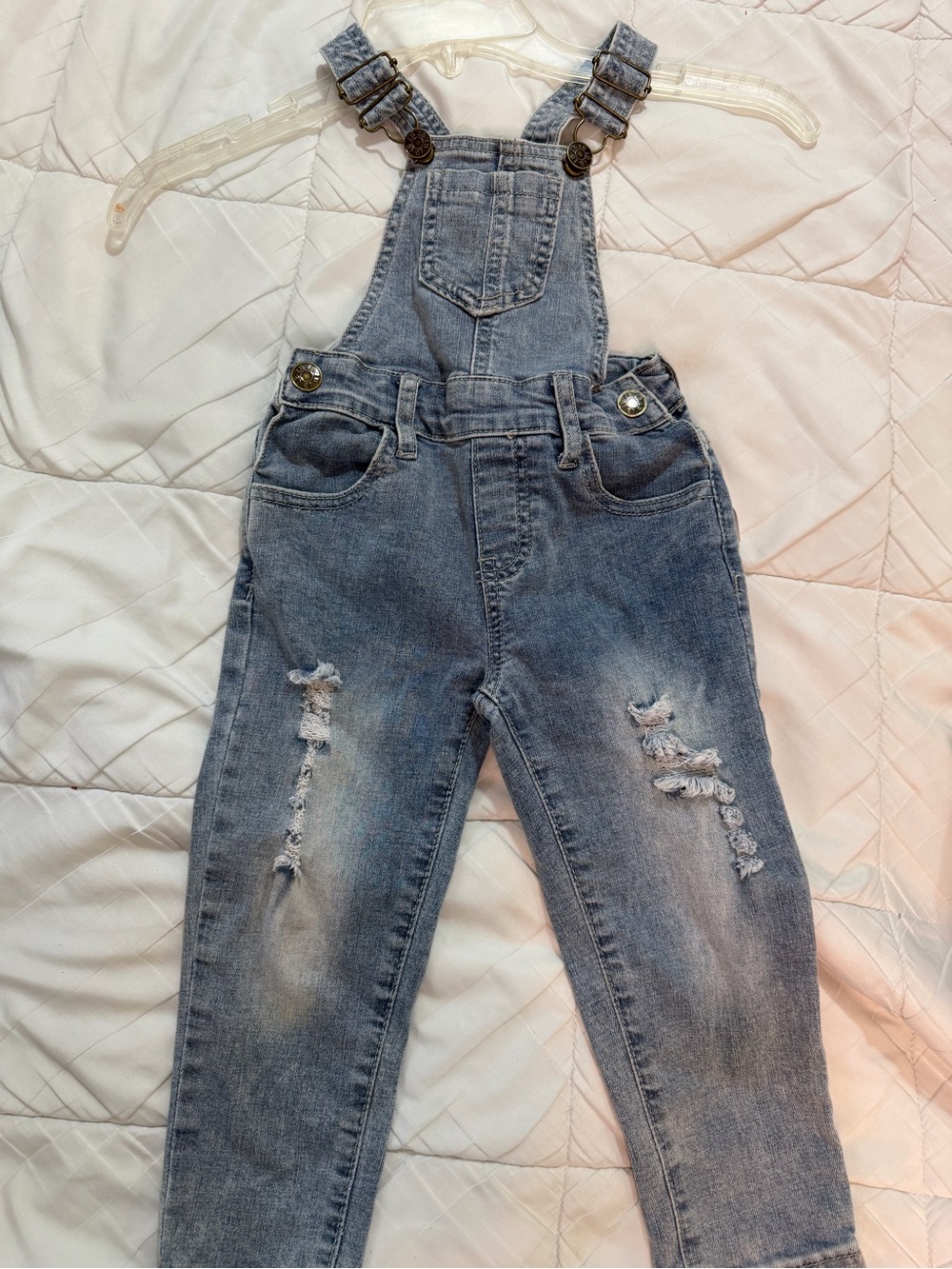 Little Bipsy Distressed Denim Overalls - Light Wash 2T